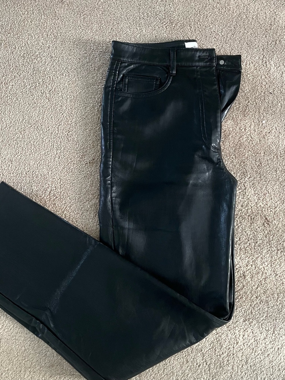 Wilfred Black Faux Leather Straight Leg Pants